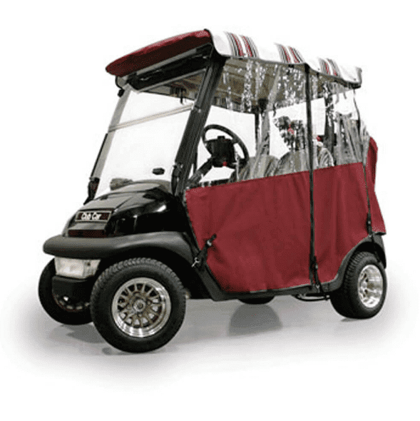 Picture of 3-SIDED ENCLOSURE OVER-THE-TOP, SUNBRELLA DUBONNET TWEED / BURGUNDY/BLACK/WHITE